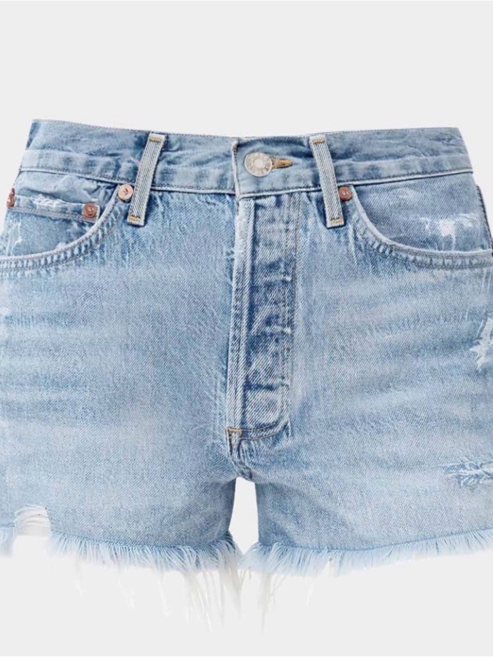 Agolde Parker Vintage LightBlue Distressed Denim Cutoff Shorts
